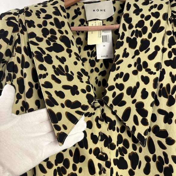 Rohe Emma Dress Pebble Print Collared Mini Dress Short Sleeve 2 US (34) Róhe NWT - Picture 11 of 16